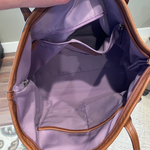 Coach Canvas Tote Plum with brown leather trim - Picture 5 of 6